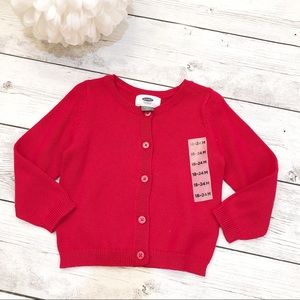 Long Sleeve Red Button Up Sweater - Size 18-24 M